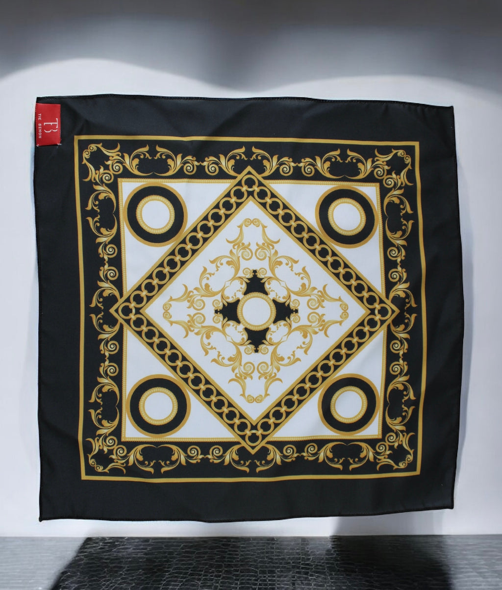 Regal Black & Gold Baroque Pocket Square