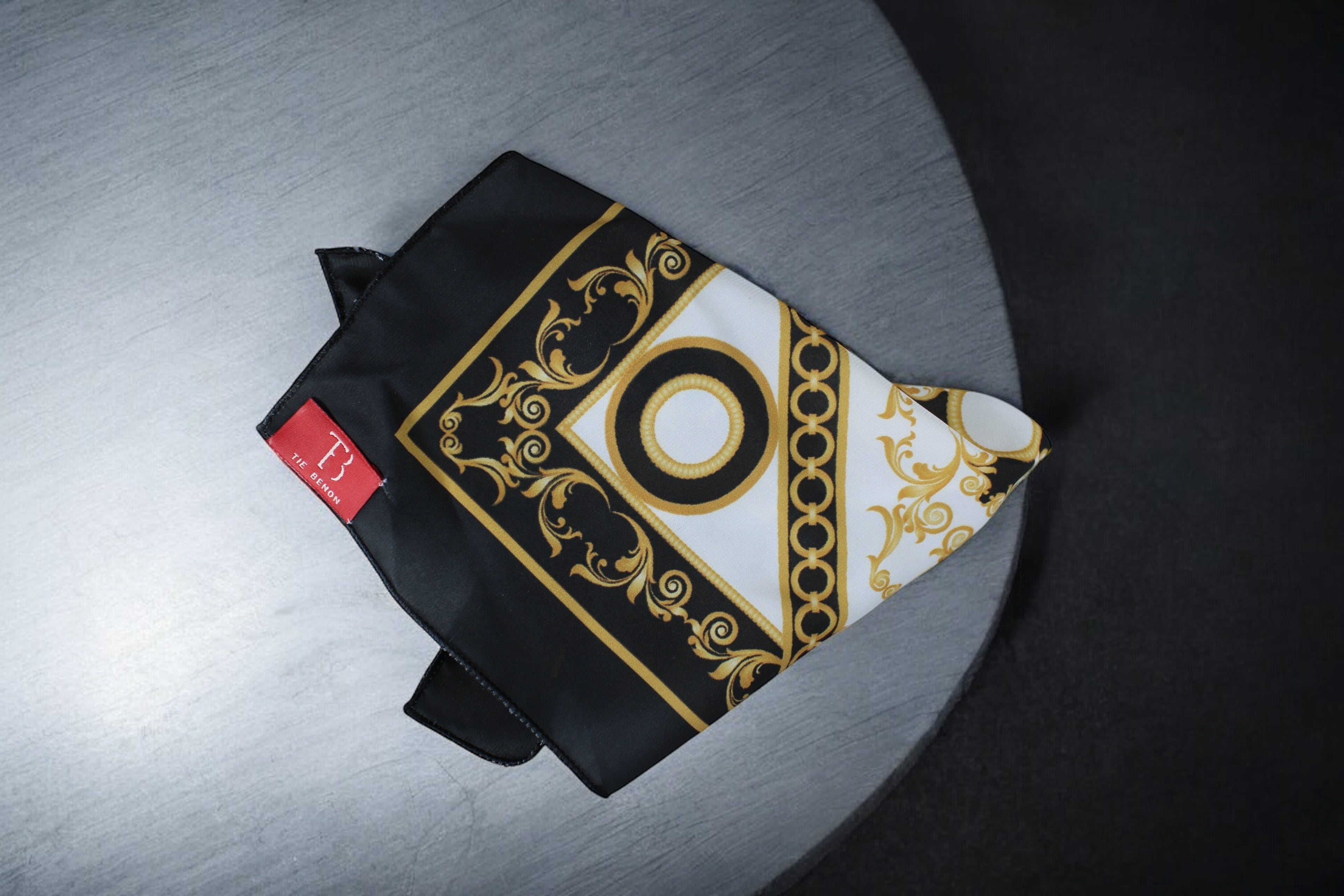 Regal Black & Gold Baroque Pocket Square