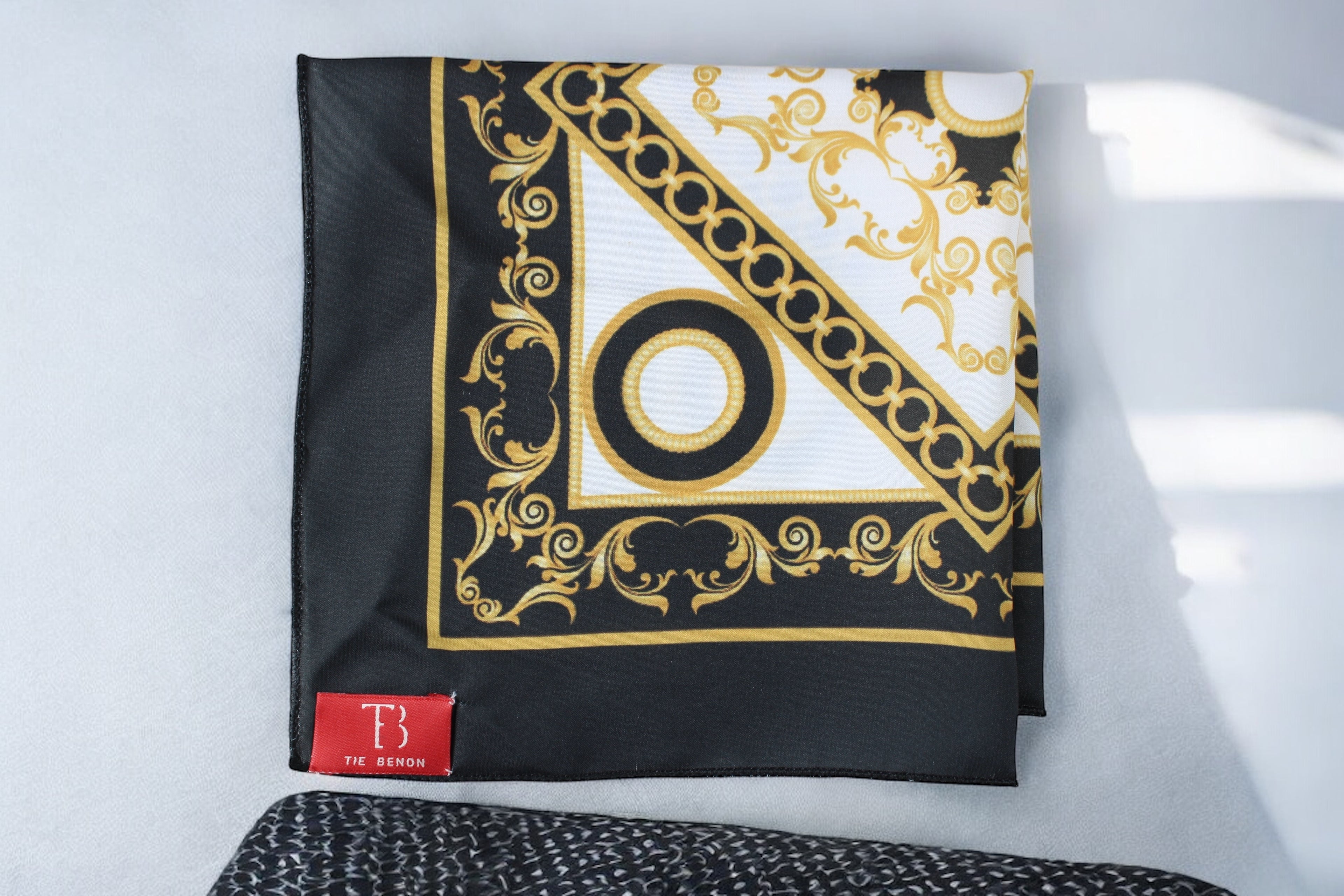 Regal Black & Gold Baroque Pocket Square