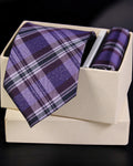 Royal Purple Tartan Premium Microsilk Plaid Tie & Pocket Square Set