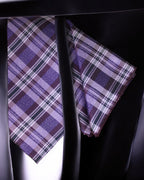 Royal Purple Tartan Premium Microsilk Plaid Tie & Pocket Square Set