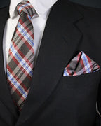 Rust & Grey Tartan Check Tie Set