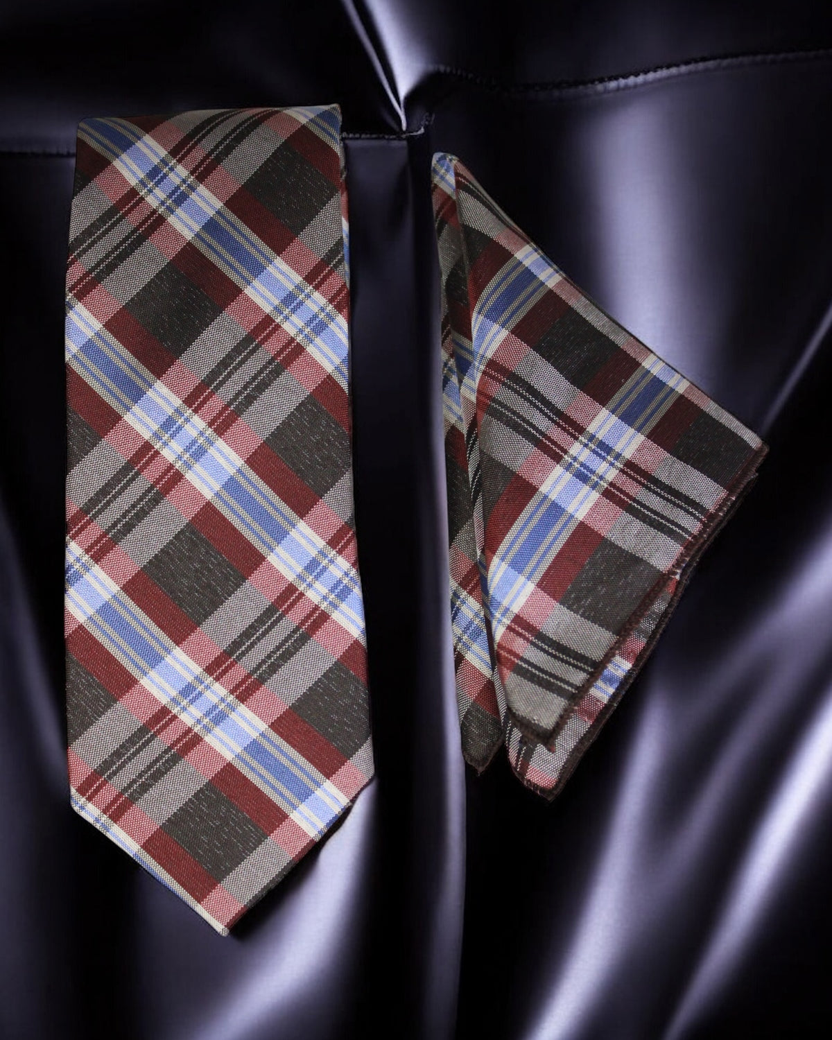 Rust & Grey Tartan Check Tie Set