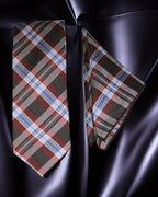 Rust & Grey Tartan Check Tie Set