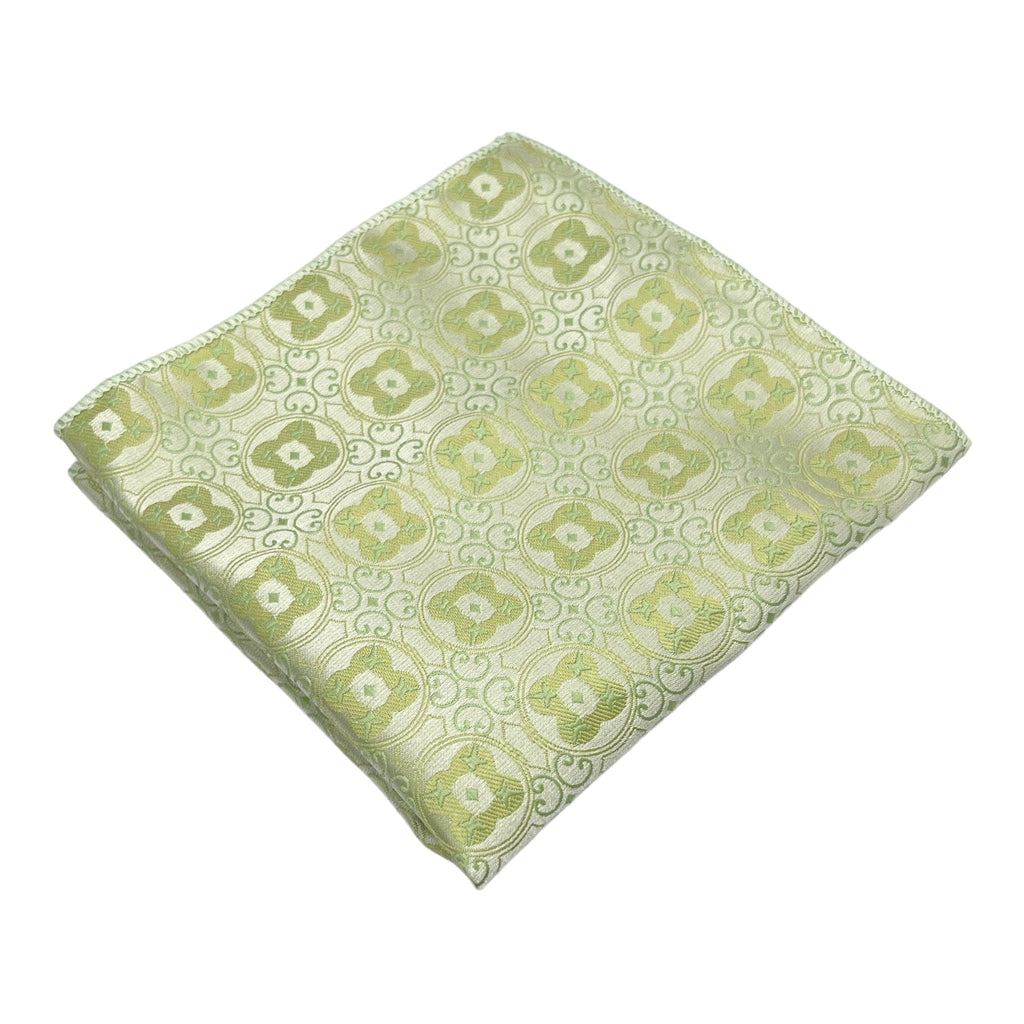 Sage Green Geometric Tie And Pocket Square Combo