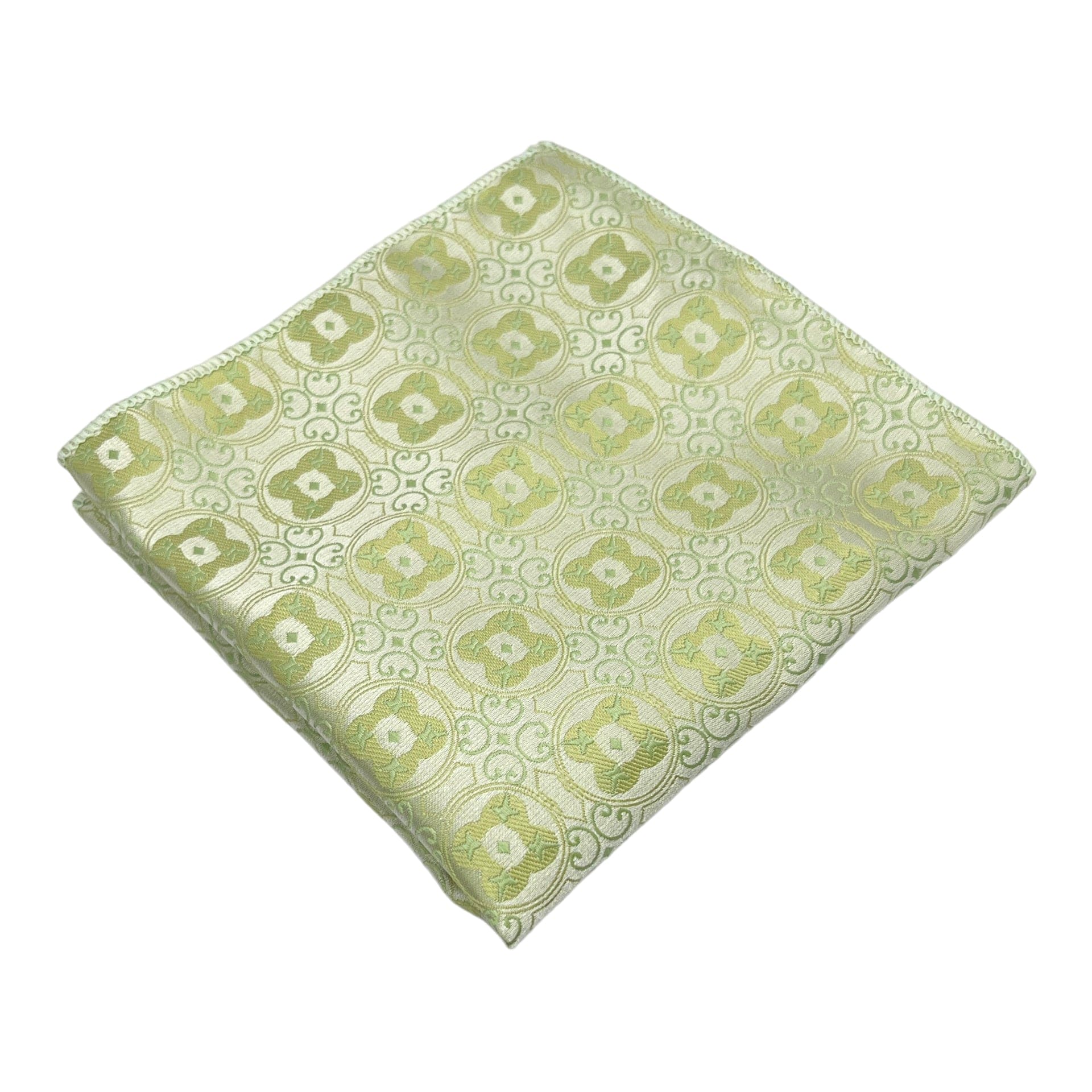 Sage Green Geometric Tie And Pocket Square Combo