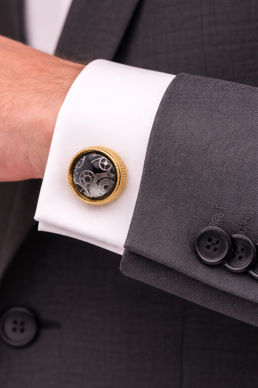 Steampunk Gear Design Cufflinks for Men