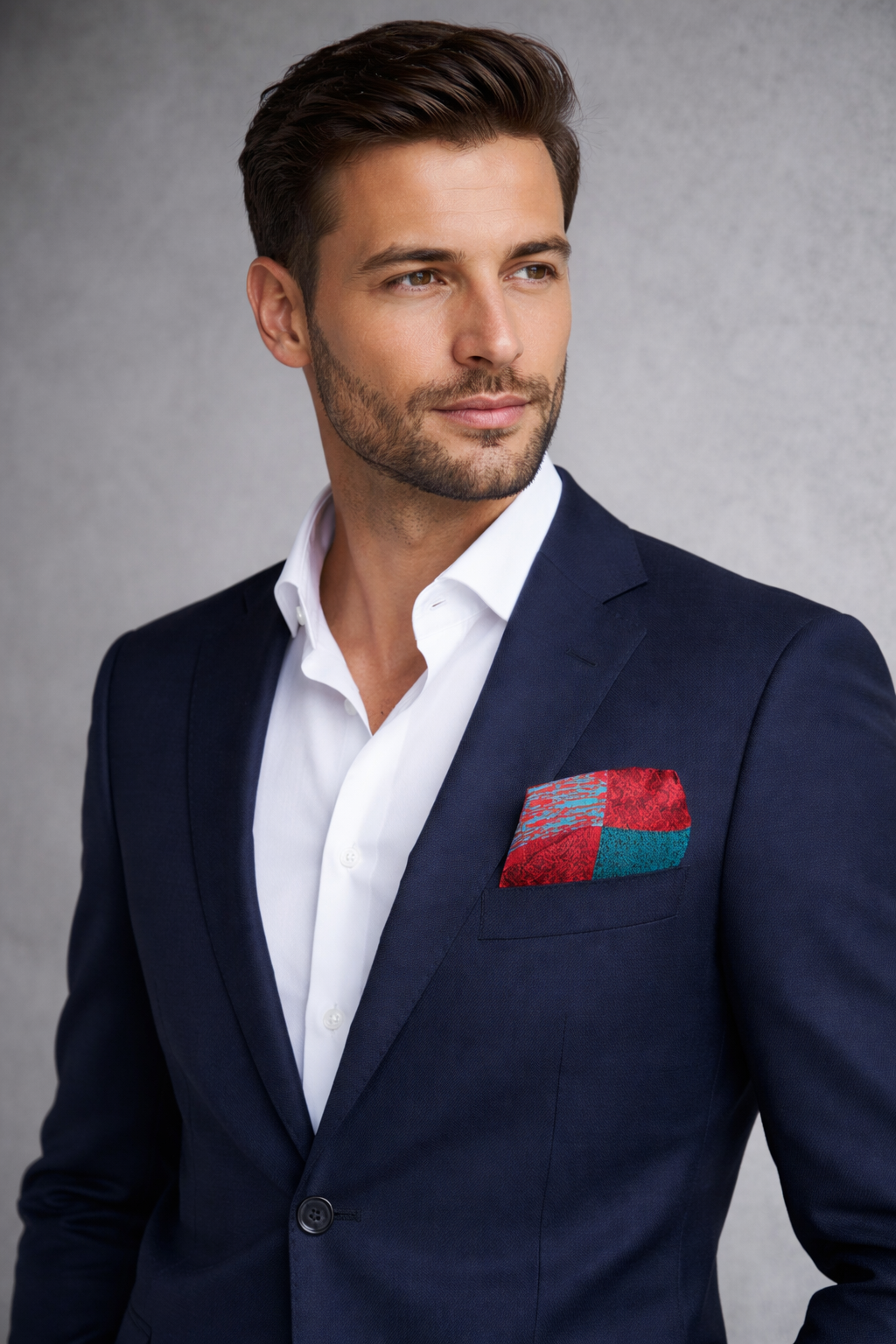 Multi Pattern Print Peach Pocket Square