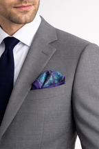 Elegant Navy & Teal Paisley Pocket Square