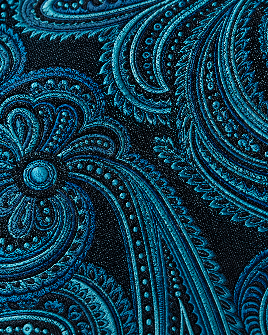 Teal Paisley MicroSilk Necktie Set with Pocket Square