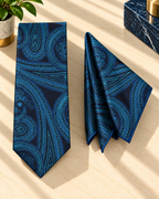 Teal Paisley MicroSilk Necktie Set with Pocket Square
