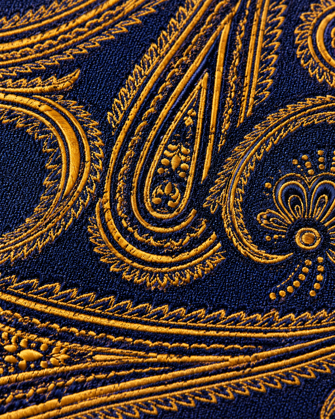 Navy Blue MicroSilk Paisley Necktie & Pocket Square Set