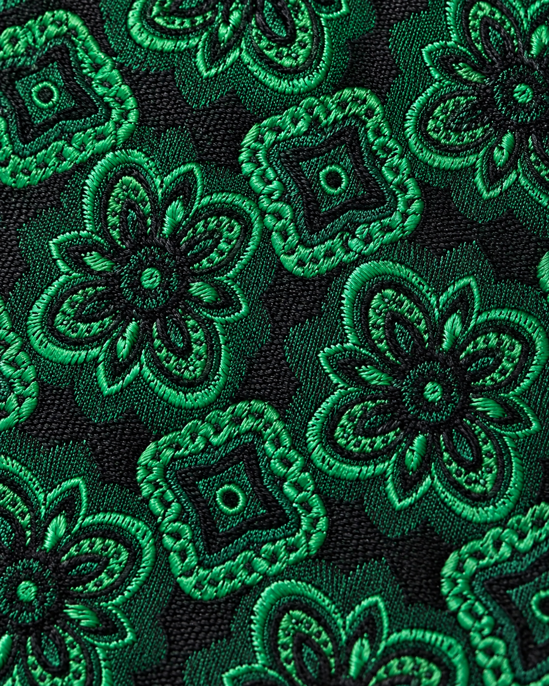 Emerald Green Geometric MicroSilk Tie with Pocket Square