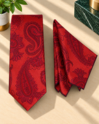 Red Paisley MicroSilk Tie with Pocket Square