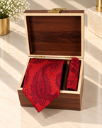 Red Paisley MicroSilk Tie with Pocket Square