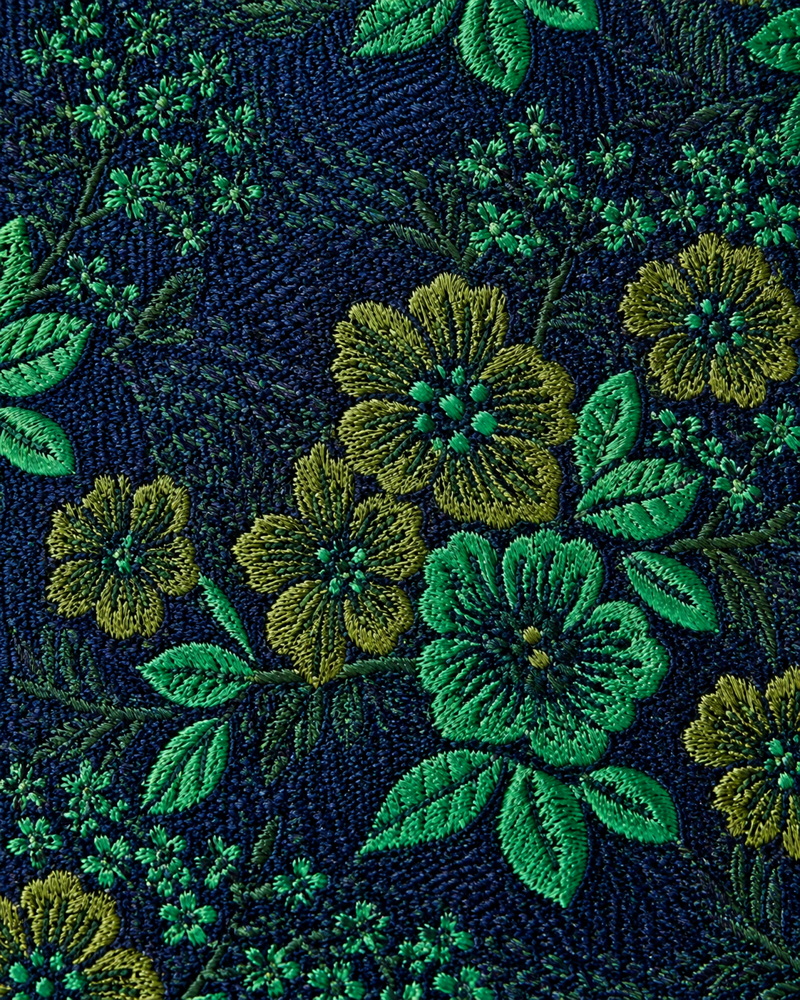 Navy Blue Floral MicroSilk Tie with Pocket Square