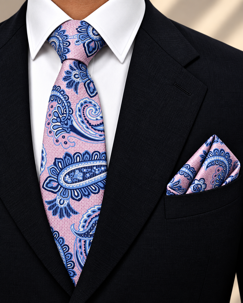 Lavender Blue Paisley MicroSilk Tie & Pocket Square Set