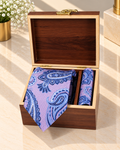 Lavender Blue Paisley MicroSilk Tie & Pocket Square Set