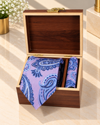 Lavender Blue Paisley MicroSilk Tie & Pocket Square Set