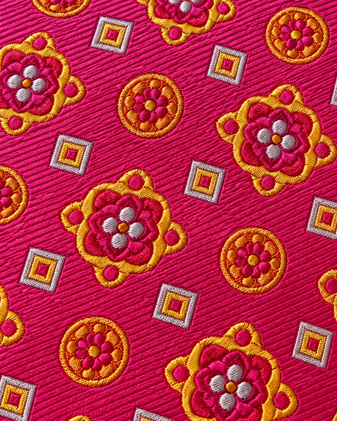 Magenta Geometric MicroSilk Necktie Set with Pocket Square