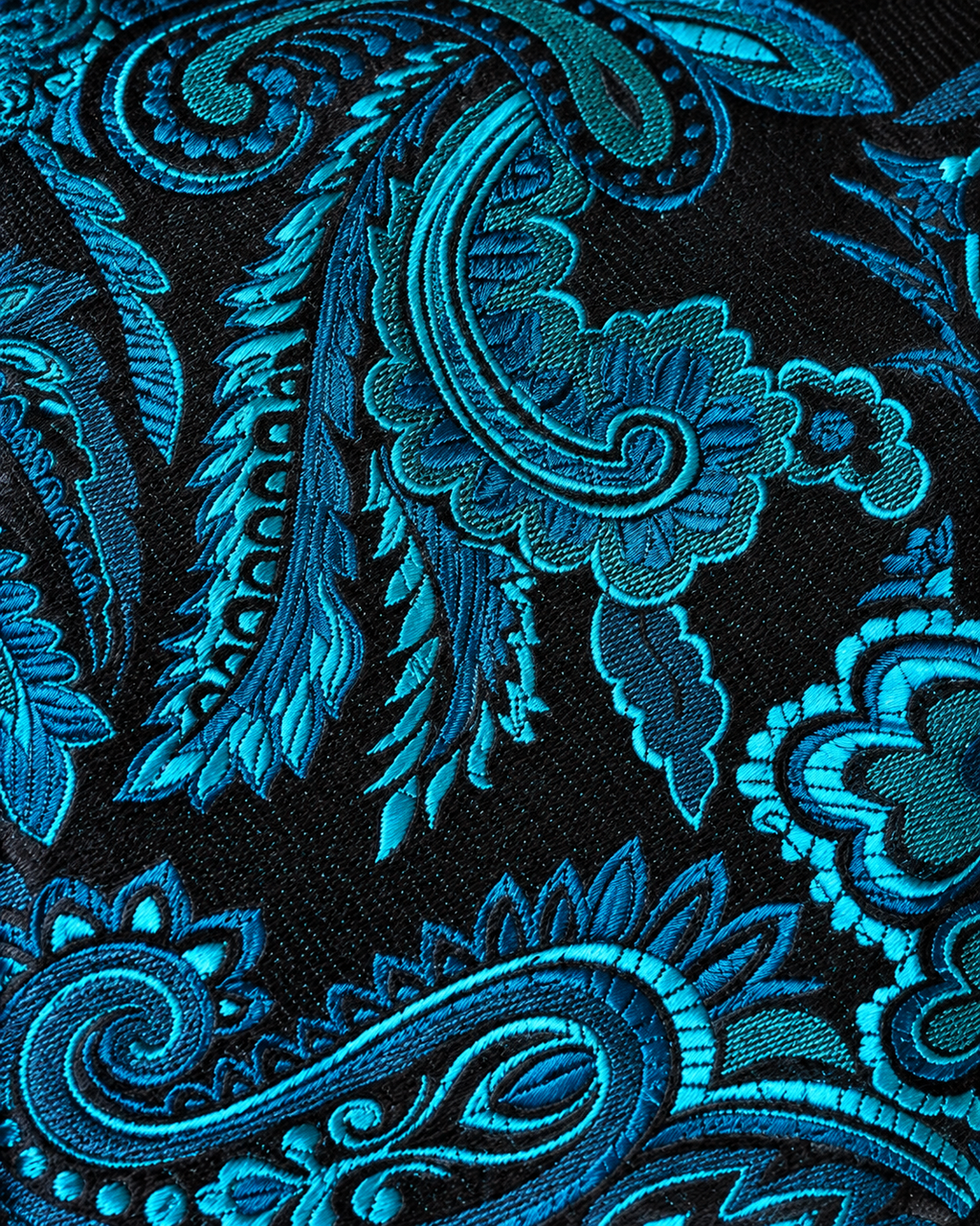Teal Blue Paisley Microsilk Tie & Pocket Square Set