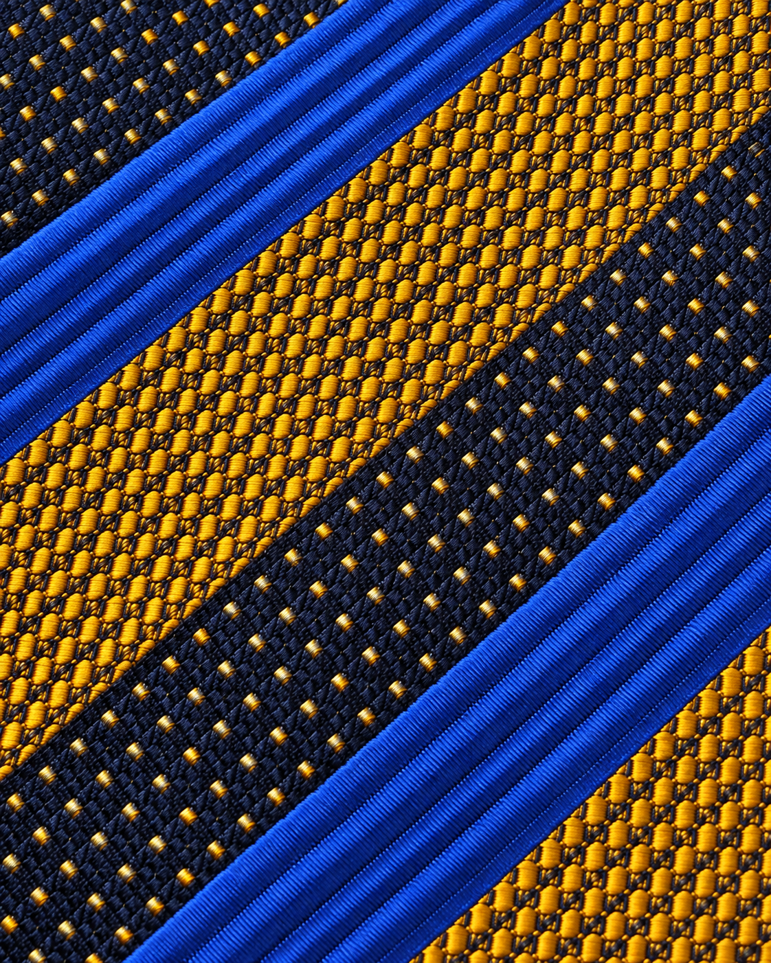 Navy Blue & Gold Striped Microsilk Tie and Pocket Square Set