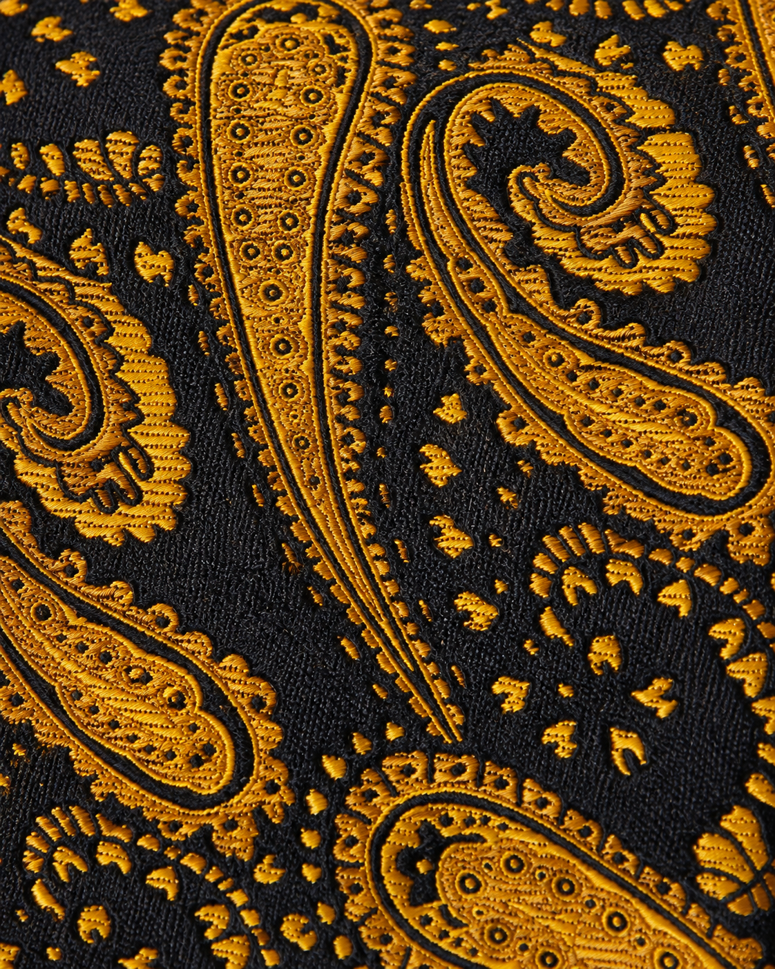 Black & Antique Gold Paisley Microsilk Tie Set with Pocket Square