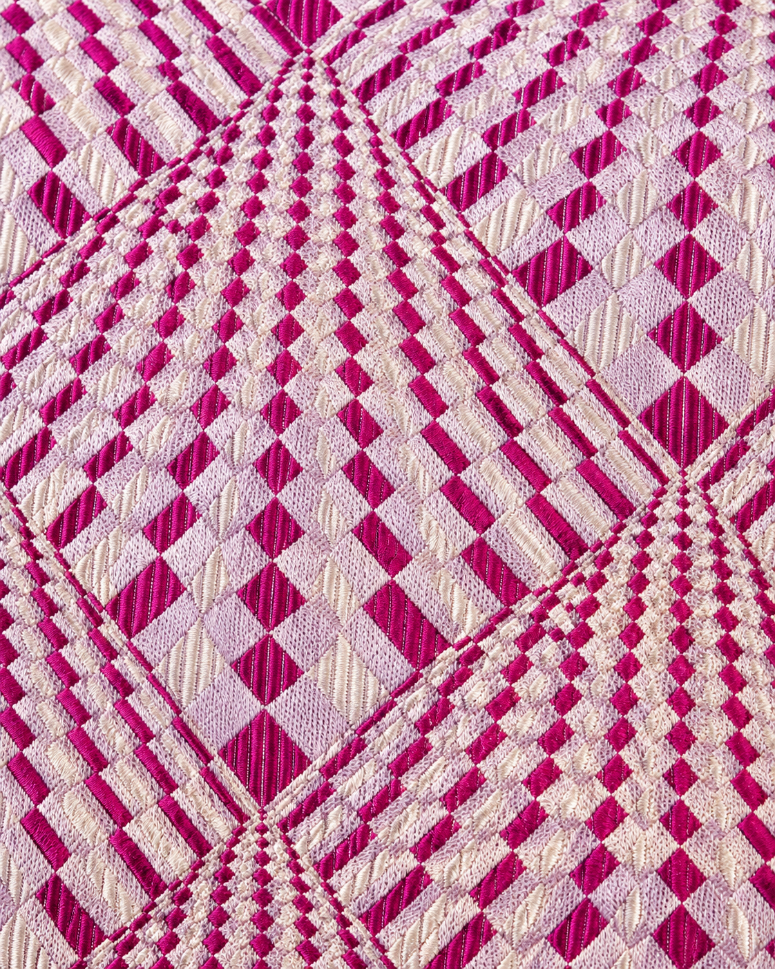 Silver & Magenta Geometric Microsilk Tie Set with Pocket Square