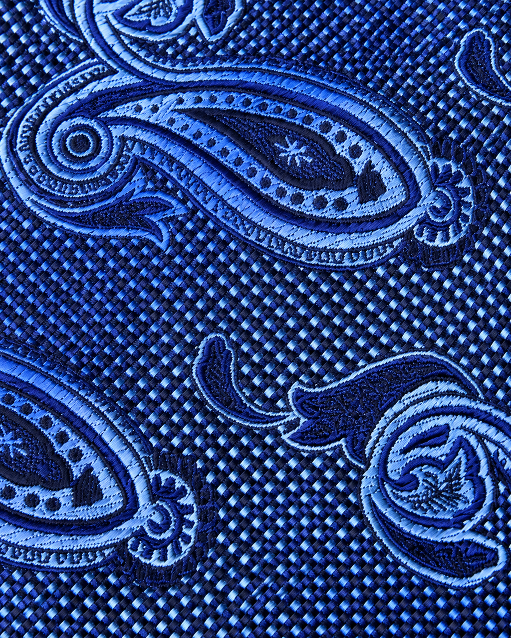 Classic Blue Paisley Microsilk Tie Set with Pocket Square