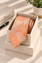Coral Peach Paisley Microsilk Tie