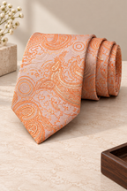 Coral Peach Paisley Microsilk Tie