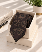Dark Brown Paisley Microsilk Tie for Men
