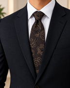 Dark Brown Paisley Microsilk Tie for Men