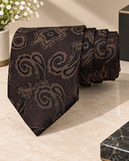 Dark Brown Paisley Microsilk Tie for Men