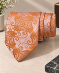 Coral Peach Paisley Microsilk Tie