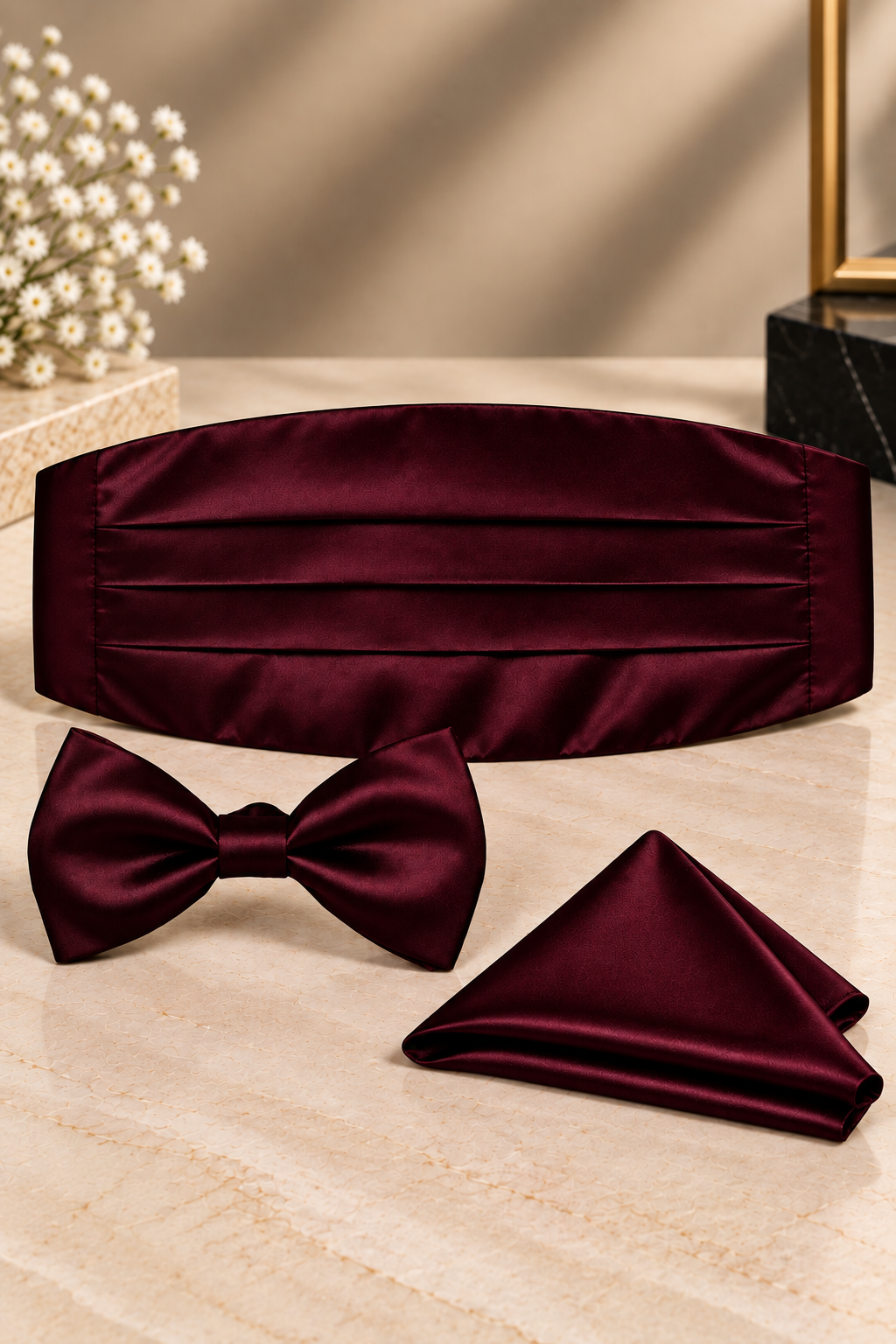 Burgundy Cummerbund Combo Set