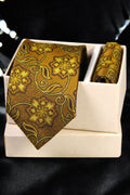 Golden Yellow Floral Tie & Pocket Square Set