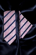 Lavender & Navy Striped MicroSilk Tie Set
