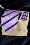 Lavender & Navy Striped MicroSilk Tie Set