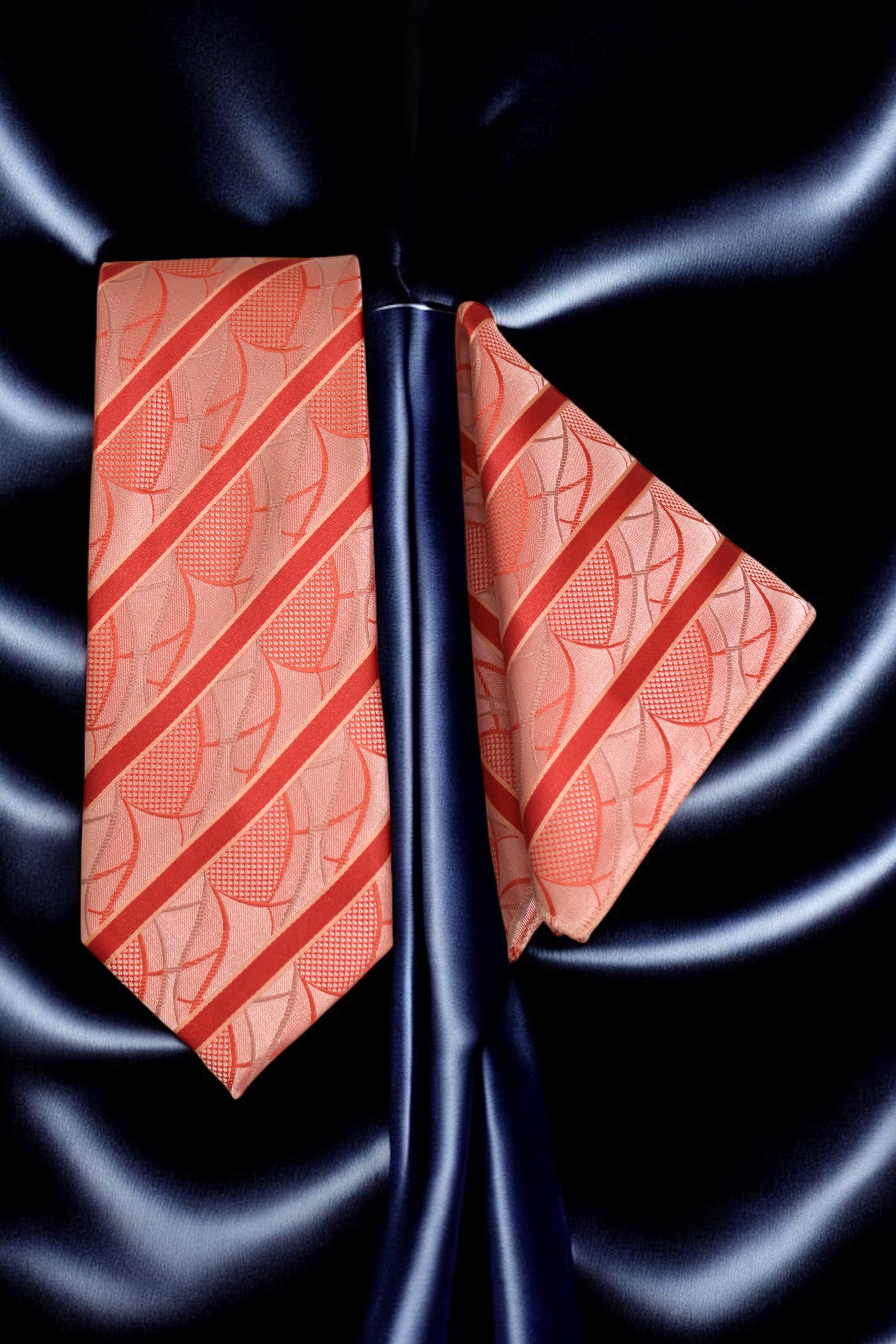 Coral & Peach Striped Necktie Gift Set