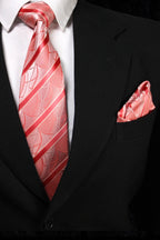 Coral & Peach Striped Necktie Gift Set