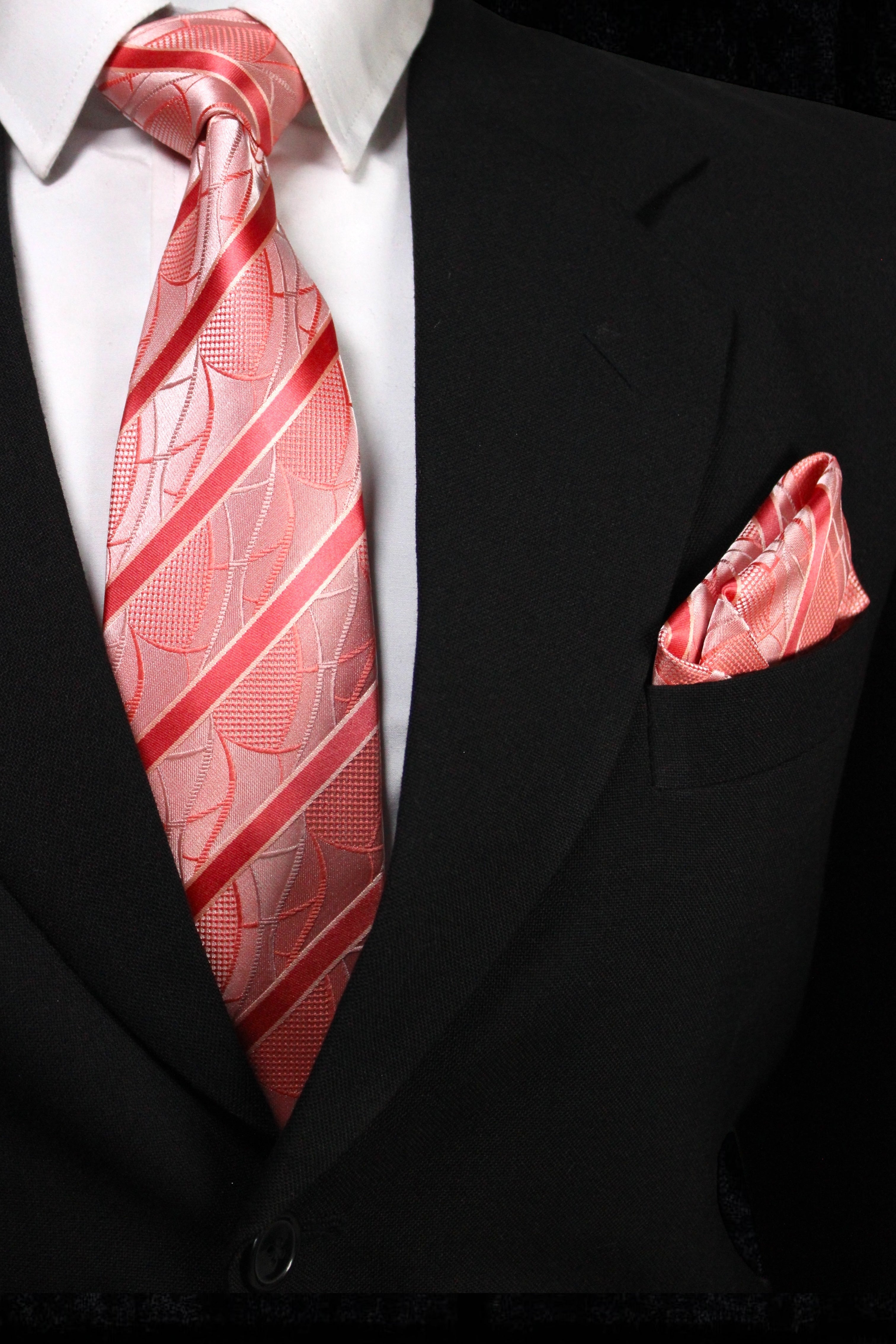 Coral & Peach Striped Necktie Gift Set