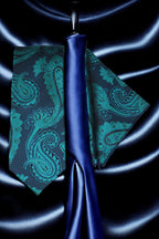 Teal Green Paisley Tie & Pocket Square Set