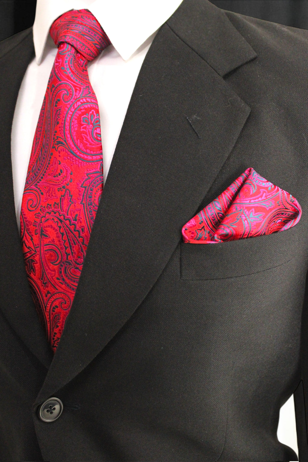 Hot Pink Paisley Tie & Pocket Square Set