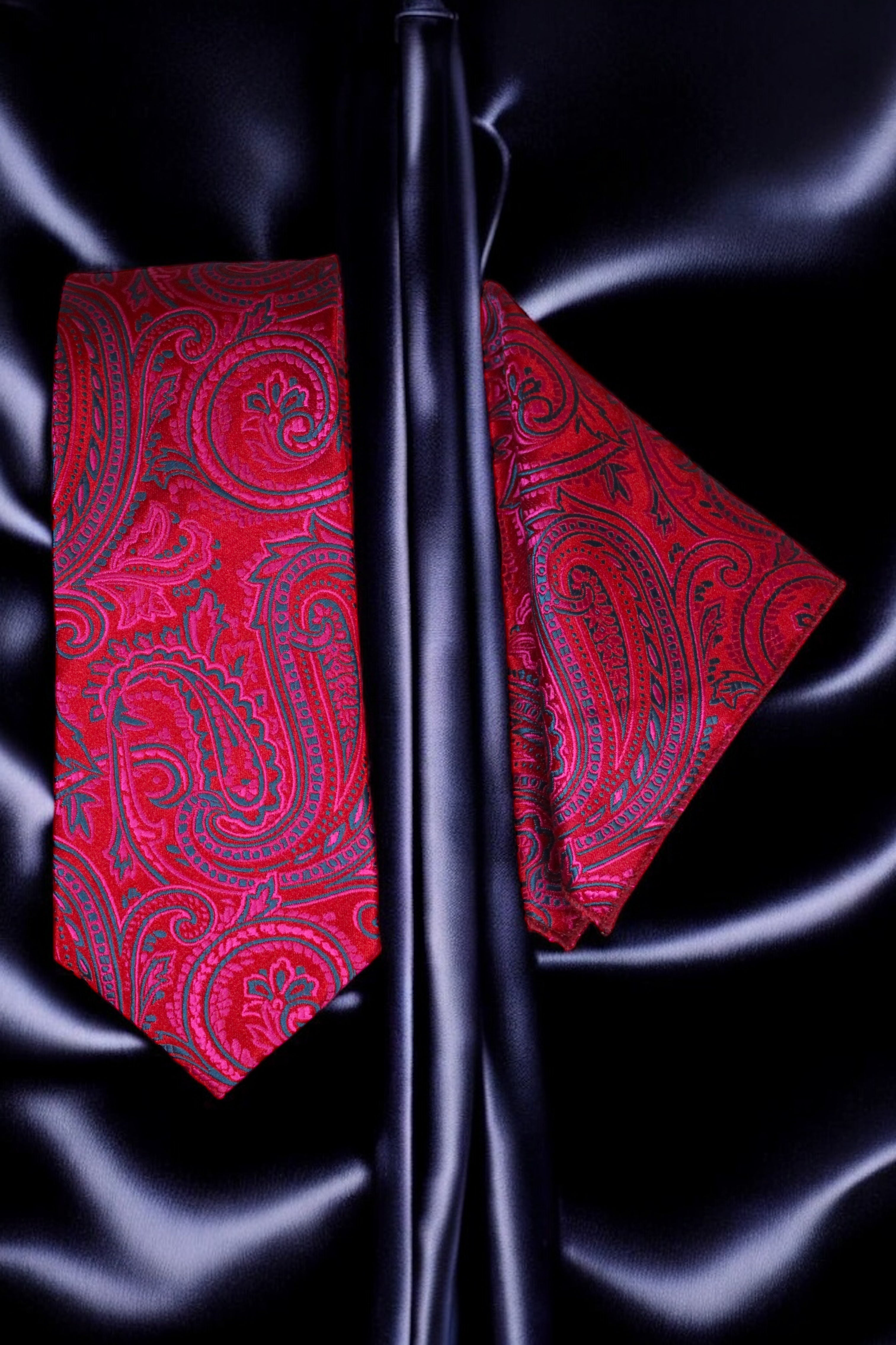 Hot Pink Paisley Tie & Pocket Square Set