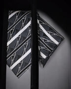 Black & Silver Striped Tie and Pocket Square Set