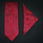 Burgundy Jacquard MicroSilk Necktie Set with Pocket Square