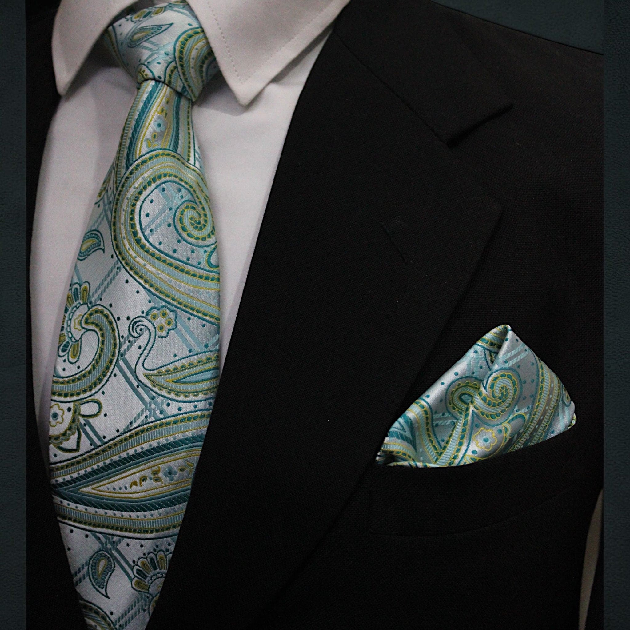 paisley teal tie