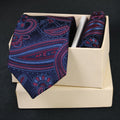 Navy Blue Paisley MicroSilk Necktie Set with Pocket Square 