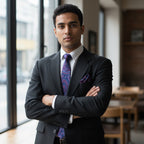 Navy Blue Paisley MicroSilk Necktie Set with Pocket Square 